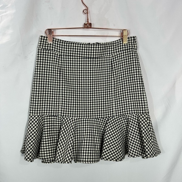 NWT Veronica Beard black and white plaid francesca ruffle mini skirt size 2 - Picture 3 of 9